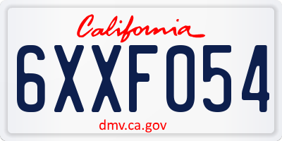 CA license plate 6XXF054