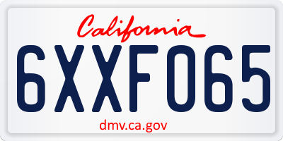 CA license plate 6XXF065