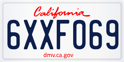 CA license plate 6XXF069