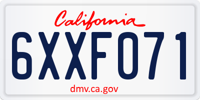 CA license plate 6XXF071