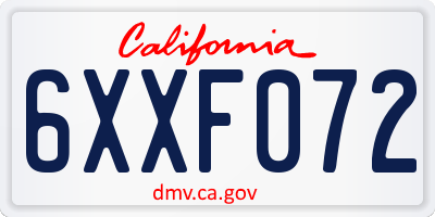 CA license plate 6XXF072