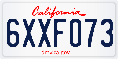 CA license plate 6XXF073