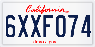CA license plate 6XXF074