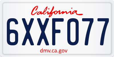 CA license plate 6XXF077