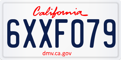 CA license plate 6XXF079