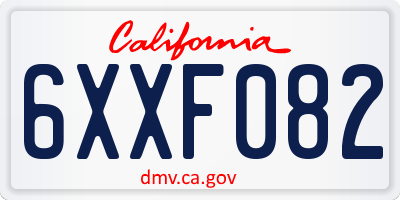 CA license plate 6XXF082