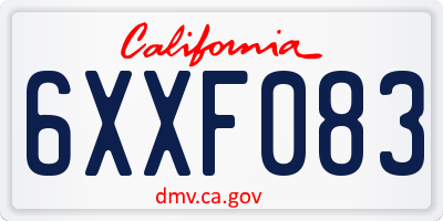 CA license plate 6XXF083