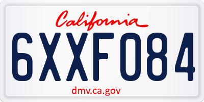 CA license plate 6XXF084