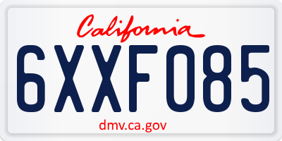 CA license plate 6XXF085