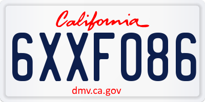 CA license plate 6XXF086