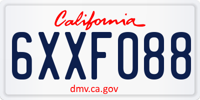 CA license plate 6XXF088