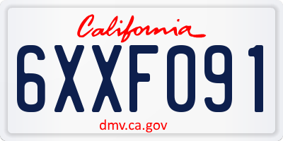 CA license plate 6XXF091
