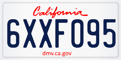 CA license plate 6XXF095