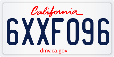 CA license plate 6XXF096