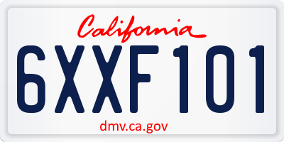 CA license plate 6XXF101