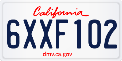 CA license plate 6XXF102