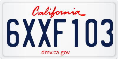 CA license plate 6XXF103