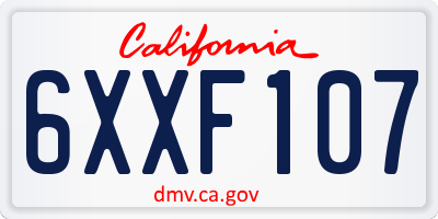CA license plate 6XXF107