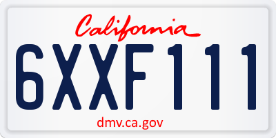 CA license plate 6XXF111