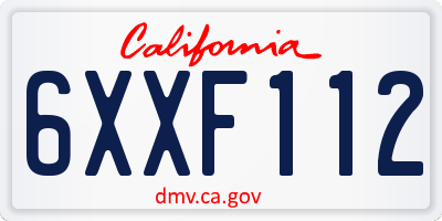 CA license plate 6XXF112