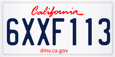 CA license plate 6XXF113