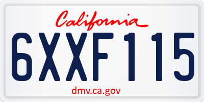 CA license plate 6XXF115