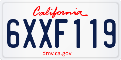 CA license plate 6XXF119