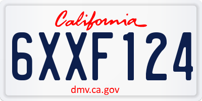 CA license plate 6XXF124