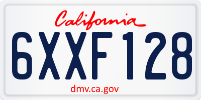 CA license plate 6XXF128