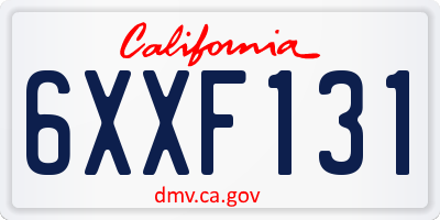 CA license plate 6XXF131