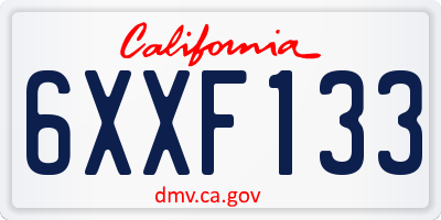 CA license plate 6XXF133