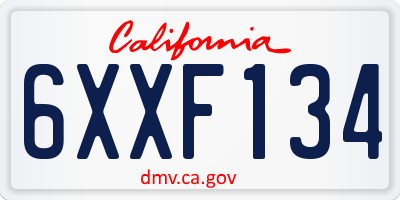 CA license plate 6XXF134