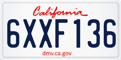 CA license plate 6XXF136