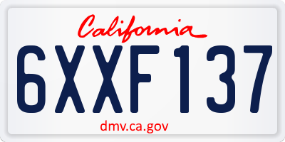CA license plate 6XXF137