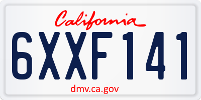 CA license plate 6XXF141