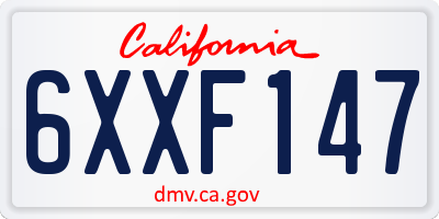 CA license plate 6XXF147