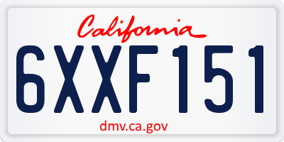 CA license plate 6XXF151