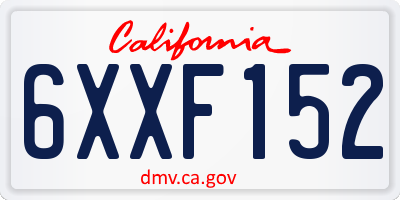 CA license plate 6XXF152