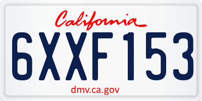 CA license plate 6XXF153