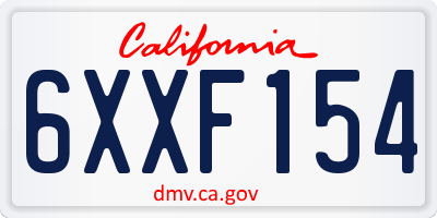 CA license plate 6XXF154