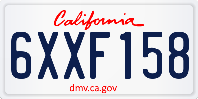 CA license plate 6XXF158