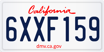 CA license plate 6XXF159