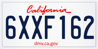 CA license plate 6XXF162