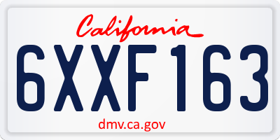 CA license plate 6XXF163