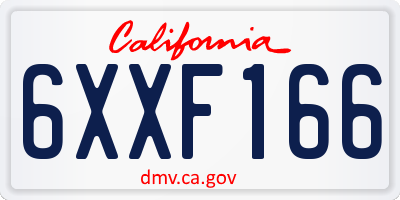 CA license plate 6XXF166