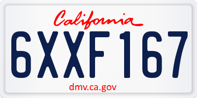 CA license plate 6XXF167
