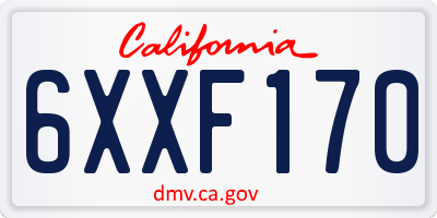 CA license plate 6XXF170