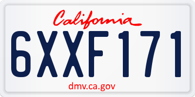CA license plate 6XXF171