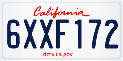 CA license plate 6XXF172