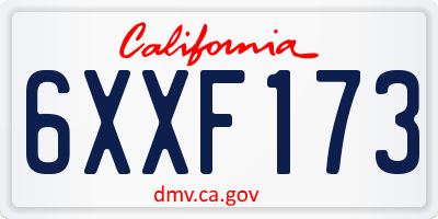 CA license plate 6XXF173